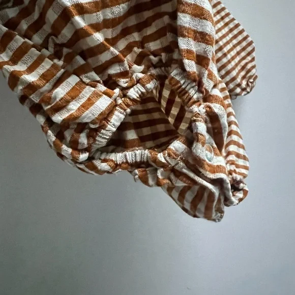 RYLEE + CRU Baby Brown White Gingham Long Sleeve Bubble Onesie Size 12-18 months - Picture 8 of 8